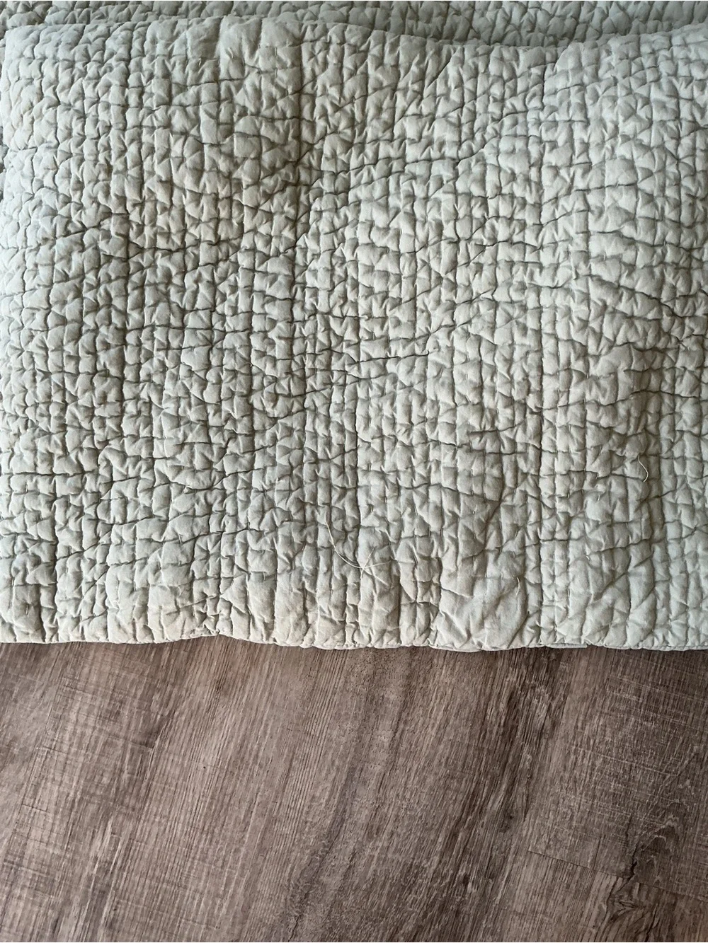 Garnet Hill King Pillow Shams Pair Quilted 100% Cotton Sage Green Handcrafted